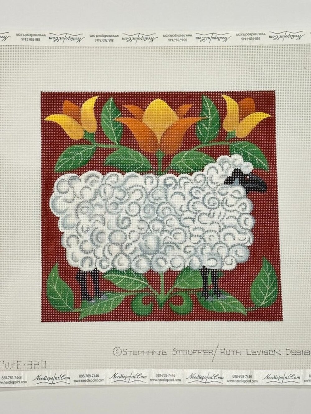 Folk Ewe S Stouffer/R Levison Handpainted Needlepoint Canvas EWE 320  8"x8" 18 M